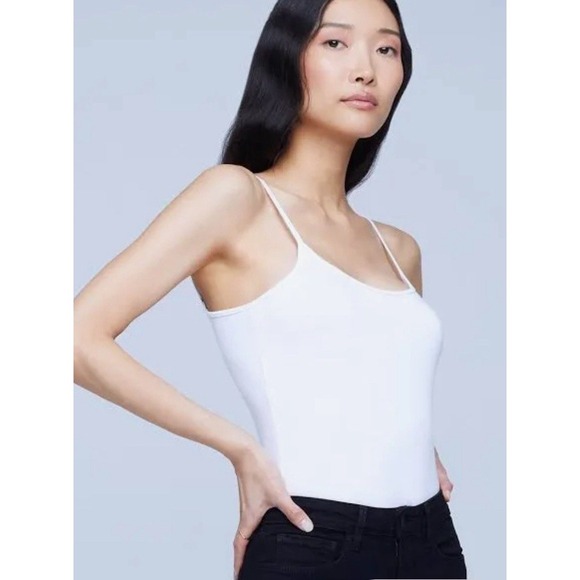 L'Agence Ford Bodysuit Women's S White Scoop Spaghetti Strap Cheeky USA NEW - Picture 1 of 9